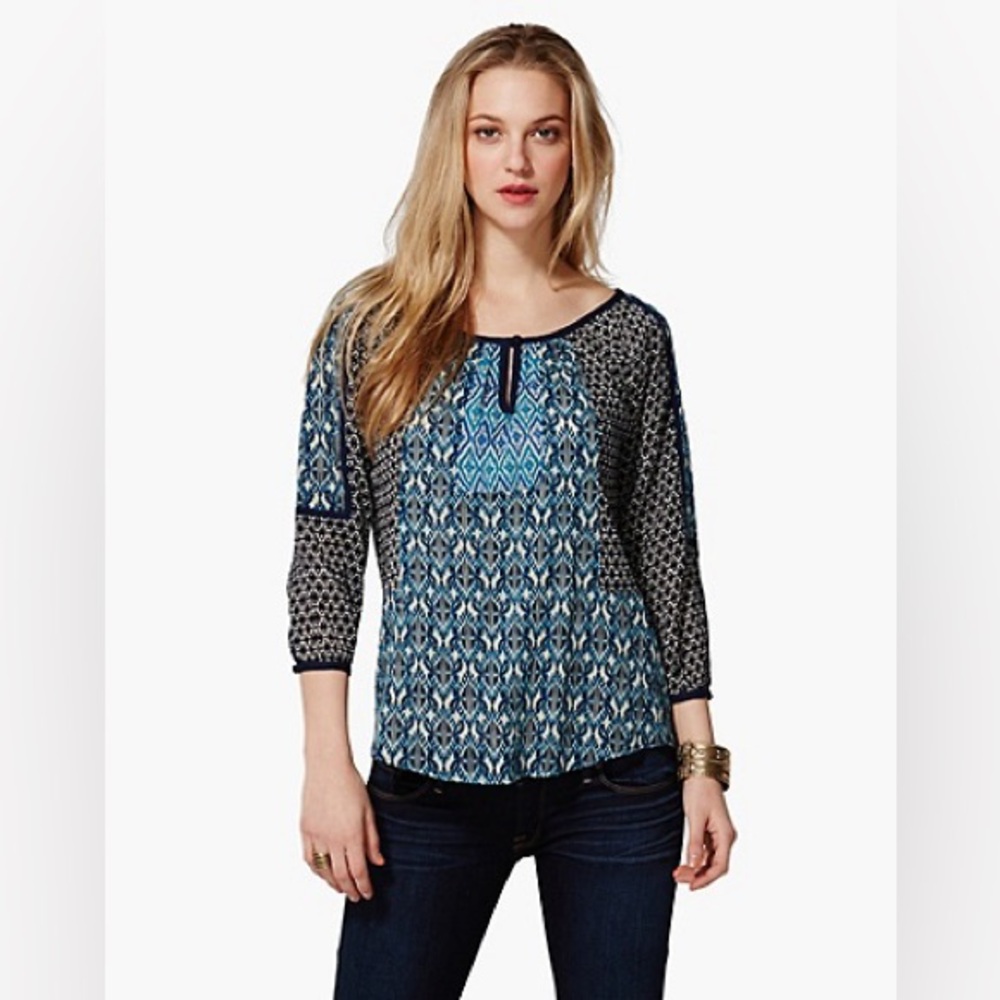 Lucky Brand Semi Sheer Patterned Blouse